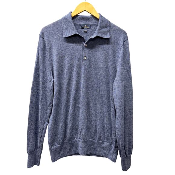 Brooks Brothers Sweater Mens Large Merino Wool Blue Coastal Knit Preppy COMFY - Picture 1 of 6